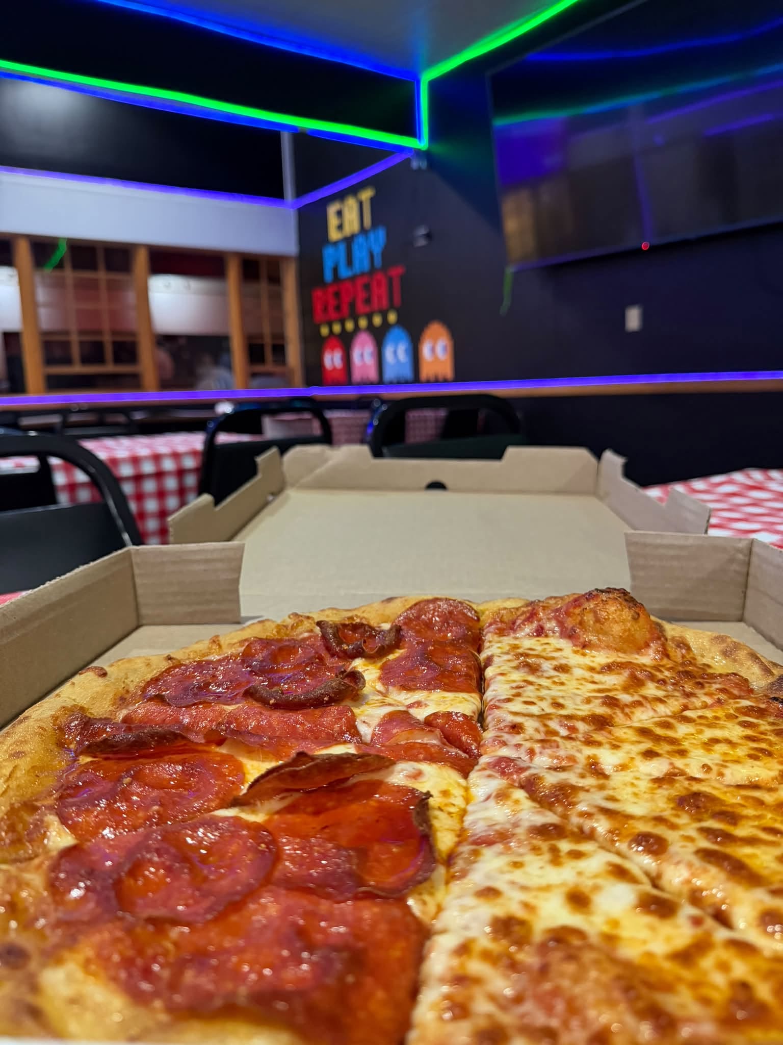 Pepperoni and cheese pizza at Scores Pizza